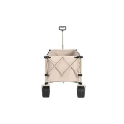 New Foldbar havevogn med 100 kg kapacitet, robust 300L transportvogn med store terrængående hjul og drikkeholder - beige Haveværktøj
