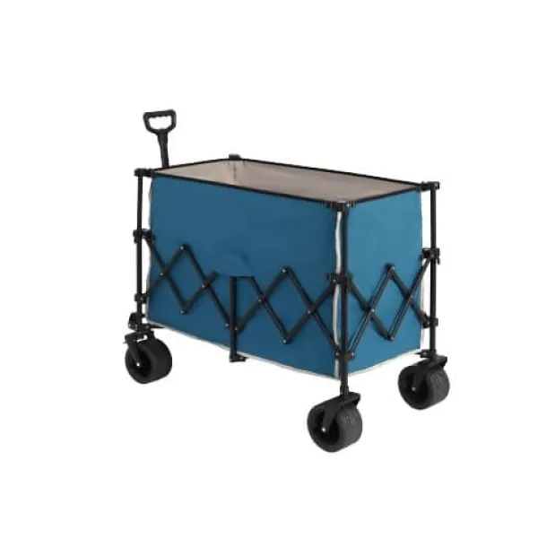 Outlet Foldbar vogn 220 kg med store hjul, holdbar 300L havevogn med terrænhjul og drikkeholder, blå Haveværktøj