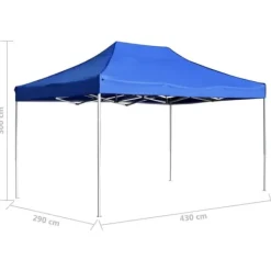 Telte & Lysthuse^Foldbart festtelt aluminium - Professionelt partytelt | Størrelse: 4,5x3 m | Farve: Blå