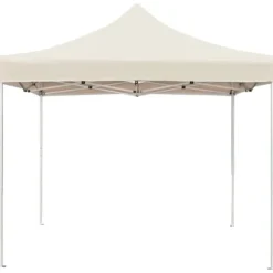 Telte & Lysthuse^Foldbart festtelt i aluminium - Elegant cremefarvet design | Størrelse: 2x2 m