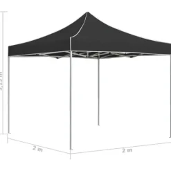 Telte & Lysthuse^Foldbart festtelt i aluminium - Professionelt design | Farve: Antracitgrå | Størrelse: 2x2 m