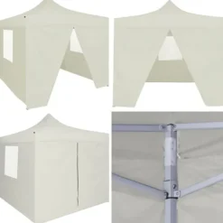 Foldbart festtelt med 4 sidevægge 2 x 2 m stål cremefarvet - Festtelt - Festtelte - Home & Living Telte & Lysthuse