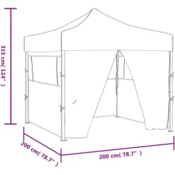 Foldbart festtelt med 4 sidevægge 2 x 2 m stål cremefarvet - Festtelt - Festtelte - Home & Living Telte & Lysthuse