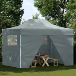 New Foldbart festtelt med 4 sidevægge - UV-bestandigt, vandafvisende | Størrelse: 3x4 m | Farve: Antracitgrå Telte & Lysthuse