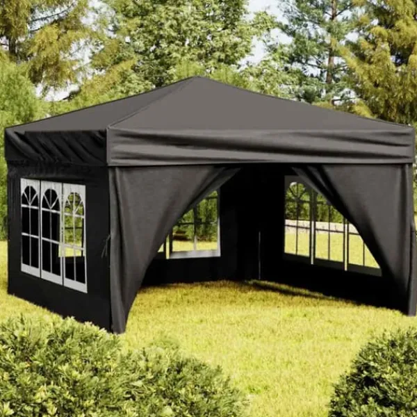 Telte & Lysthuse^Foldbart festtelt med sidevægge - 2x2 m | Farve: Sort