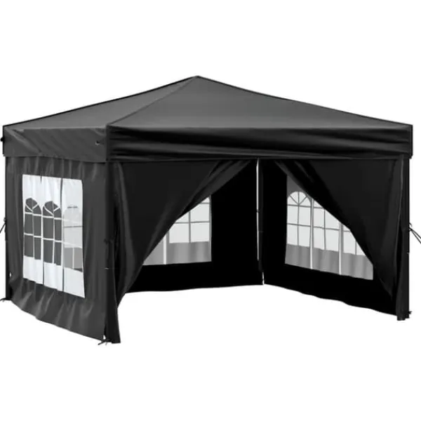 Telte & Lysthuse^Foldbart festtelt med sidevægge - 2x2 m | Farve: Sort
