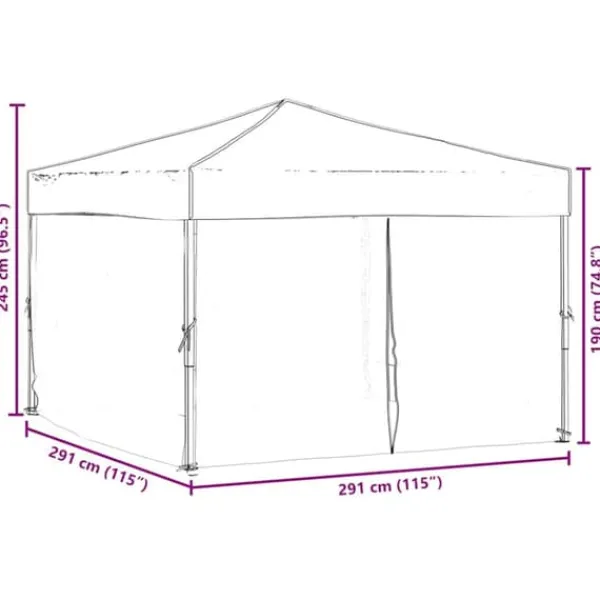 Telte & Lysthuse^Foldbart festtelt med sidevægge - 2x2 m | Farve: Sort
