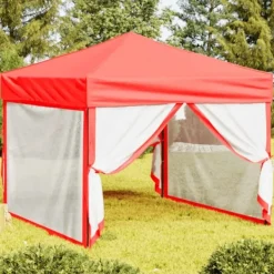 Best Foldbart festtelt med sidevægge 3x3 m - UV-resistent & vandafvisende | Farve: Rød Telte & Lysthuse