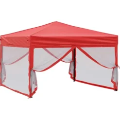 Best Foldbart festtelt med sidevægge 3x3 m - UV-resistent & vandafvisende | Farve: Rød Telte & Lysthuse