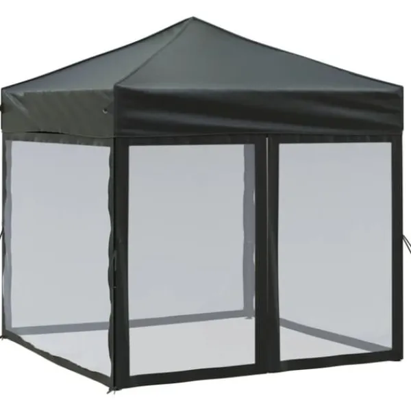 Outlet Foldbart festtelt med sidevægge - 2x2 m | Farve: Sort Telte & Lysthuse