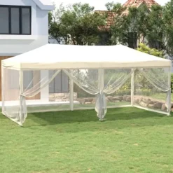 Telte & Lysthuse^Foldbart festtelt med sidevægge 3x6 m cremefarvet - Festtelt - Festtelte - Home & Living