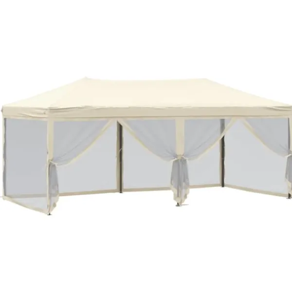 Telte & Lysthuse^Foldbart festtelt med sidevægge 3x6 m cremefarvet - Festtelt - Festtelte - Home & Living