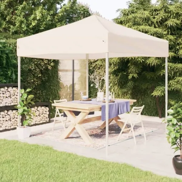 Telte & Lysthuse^Foldbart festtelt 2x2 m - UV-resistent og vandafvisende | Farve: Creme