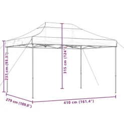 Telte & Lysthuse^Foldbart pop op-festtelt - Ideelt til udendørs begivenheder | Farve: Brun | Størrelse: 410x279x315 cm