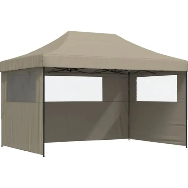 New Foldbart pop up-festtelt med 3 sidevægge - Gråbrun | Størrelse: 300x300 cm Telte & Lysthuse
