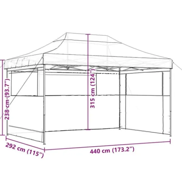 New Foldbart pop up-festtelt med 3 sidevægge - Gråbrun | Størrelse: 300x300 cm Telte & Lysthuse
