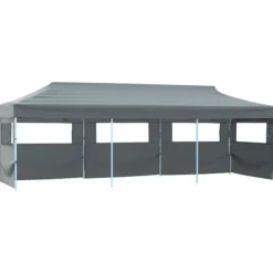 Outlet Foldbart pop up-festtelt med 5 sidevægge - UV-bestandigt og vandafvisende | Farve: Antracitgrå | Størrelse: 870x291x315 cm Telte & Lysthuse