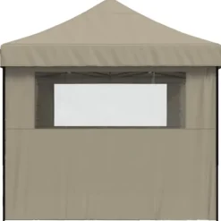 New Foldbart pop up-festtelt med 3 sidevægge | Farve: Gråbrun Telte & Lysthuse