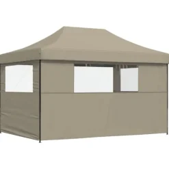 New Foldbart pop up-festtelt med 3 sidevægge | Farve: Gråbrun Telte & Lysthuse