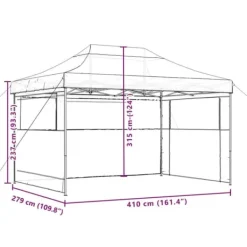 Foldbart pop up-festtelt med 3 sidevægge | Farve: Bordeaux Telte & Lysthuse