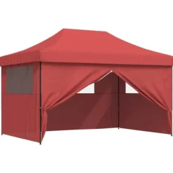 Discount Foldbart pop-up festtelt med 4 sidevægge | Farve: Bordeaux | Størrelse: 3x3 m Telte & Lysthuse
