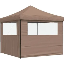 Discount Foldbart pop-up festtelt med 2 sidevægge | Farve: Brun | Størrelse: 3x3 m Telte & Lysthuse