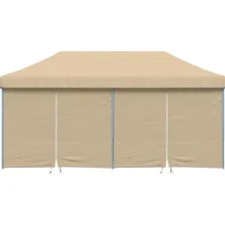 Telte & Lysthuse^Foldbart pop-up festtelt med 4 sidevægge | Farve: Beige | Størrelse: 3x3 m