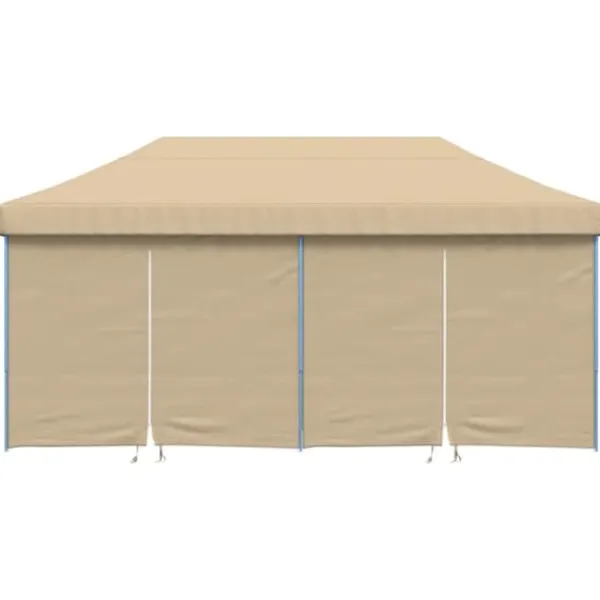 Telte & Lysthuse^Foldbart pop-up festtelt med 4 sidevægge | Farve: Beige | Størrelse: 3x3 m