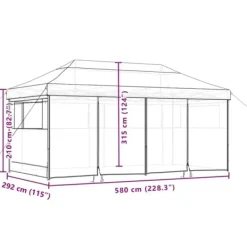 Telte & Lysthuse^Foldbart pop-up festtelt med 4 sidevægge | Farve: Beige | Størrelse: 3x3 m