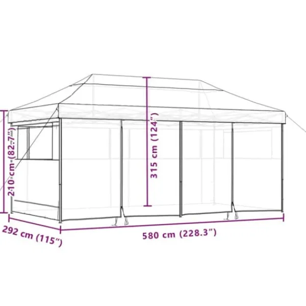 Telte & Lysthuse^Foldbart pop-up festtelt med 4 sidevægge | Farve: Beige | Størrelse: 3x3 m