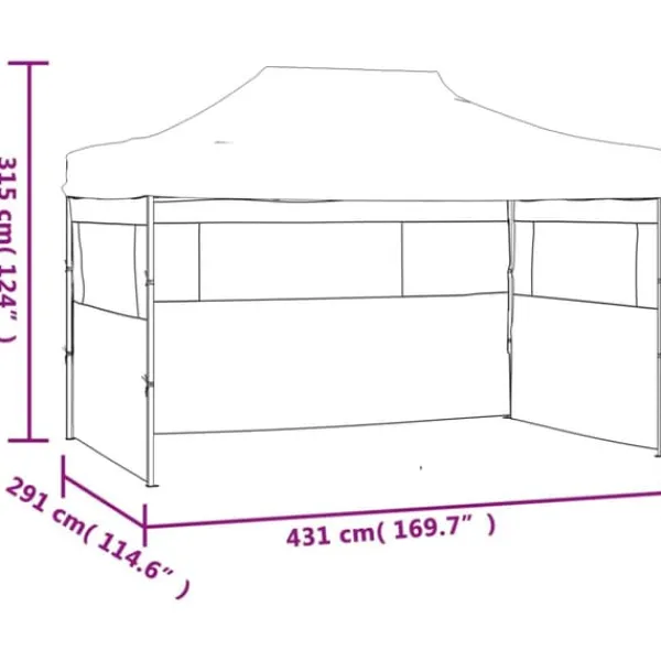 Best Foldbart telt med 3 vægge - Ideelt til udendørs arrangementer | Størrelse: 3x4,5 m | Farve: Creme Telte & Lysthuse