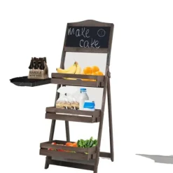 Best Folding Plant Stand, 3-Tiers Hylde, Retro Stil,Brun Plantestativer