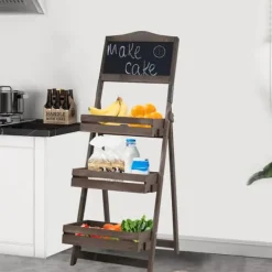 Best Folding Plant Stand, 3-Tiers Hylde, Retro Stil,Brun Plantestativer