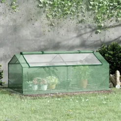Drivhus^Foliedrivhus med vindue, tomathus/plantekasse, 180×90×70 cm, grøn
