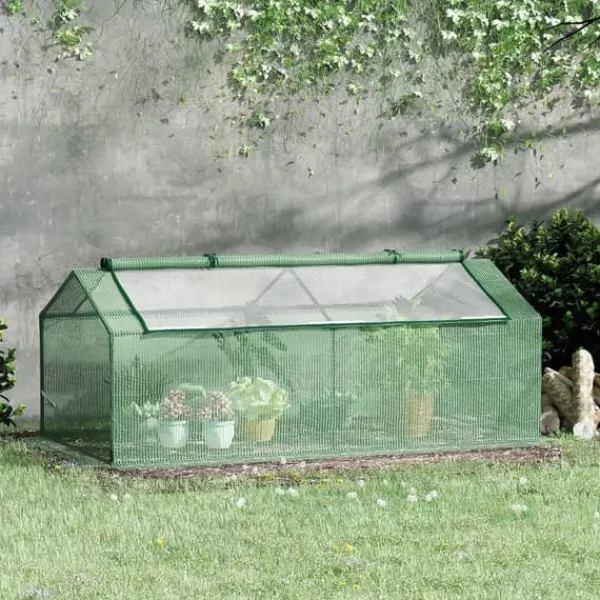 Best Foliedrivhus med vindue, tomathus/plantekasse, 180×90×70 cm, grøn Drivhus
