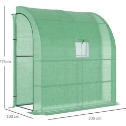 Online Foliedrivhus 200x100x215 cm med 2 døre, UV-beskyttelse, stål & PE, grøn – planteopdræt Drivhus