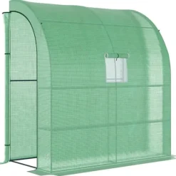 Drivhus^Foliedrivhus 200x100x215 cm med 2 døre, UV-beskyttelse, stål & PE, grøn – planteopdræt