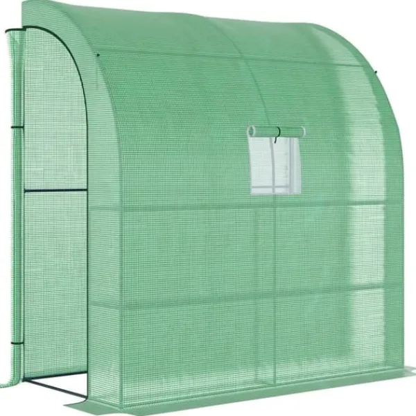 Drivhus^Foliedrivhus 200x100x215 cm med 2 døre, UV-beskyttelse, stål & PE, grøn – planteopdræt
