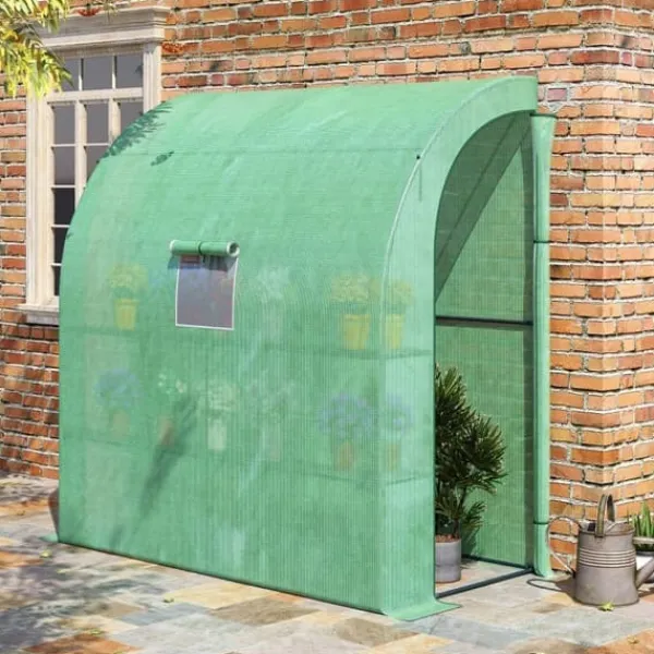 Drivhus^Foliedrivhus 200x100x215 cm med 2 døre, UV-beskyttelse, stål & PE, grøn – planteopdræt