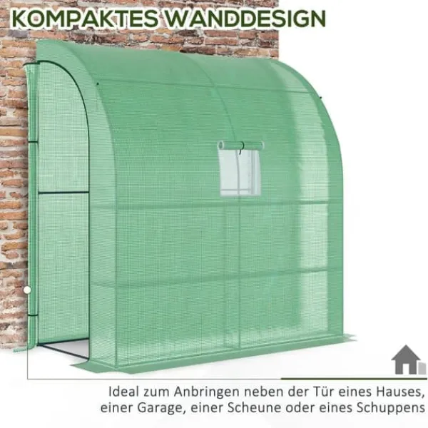 Drivhus^Foliedrivhus 200x100x215 cm med 2 døre, UV-beskyttelse, stål & PE, grøn – planteopdræt
