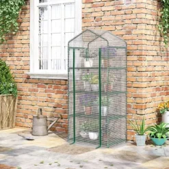 Hot Foliedrivhus 70x50x160 cm med 4 hylder, hvid – tomathus/drivbænk Drivhus