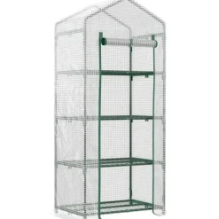 New Foliedrivhus 70x50x160 cm med 4 hylder, hvid – tomathus/drivbænk Drivhus
