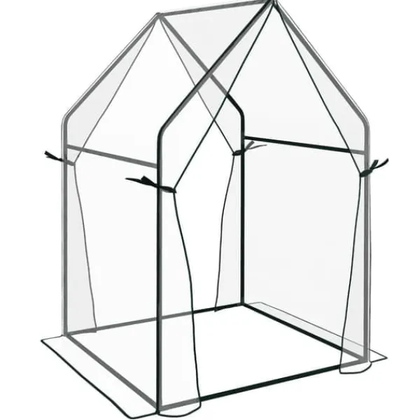 Clearance Foliedrivhus 90x90x145 cm med dobbeltdør, vindtæt, PE, transparent Drivhus