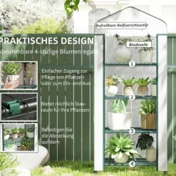 Discount Foliedrivhus 69x50x165 cm med hjul & hylder, stålstel, vintertåligt, hvid – til tomater & planter Drivhus