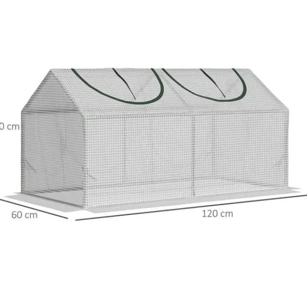 Drivhus^Foliedrivhus 120x60x60 cm med vindue, PE – tomathus/drivbænk, hvid