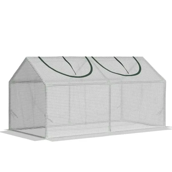 Drivhus^Foliedrivhus 120x60x60 cm med vindue, PE – tomathus/drivbænk, hvid