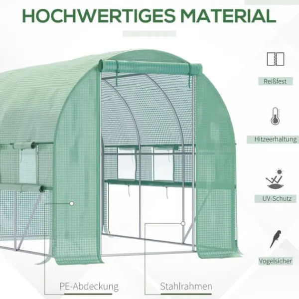 Drivhus^Foliedrivhus 2,95x2x2 m, gåbart, 6 vinduer, UV-beskyttelse – til havebrug