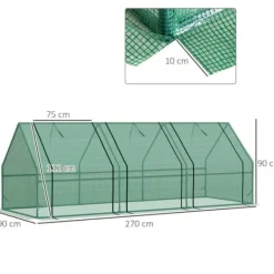 Best Foliedrivhus/drivbænk 270x90x90 cm, grøn – til tomater & planter Drivhus