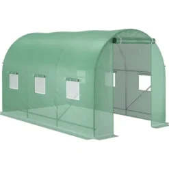 Sale Folietunnel 350x200x200 cm med vinduer, tomatdrivhus/avlstunnel, grøn Drivhus