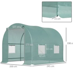 Discount Folietunnel 245x200x198 cm med vinduer, tomatdrivhus/avlstunnel, grøn Drivhus